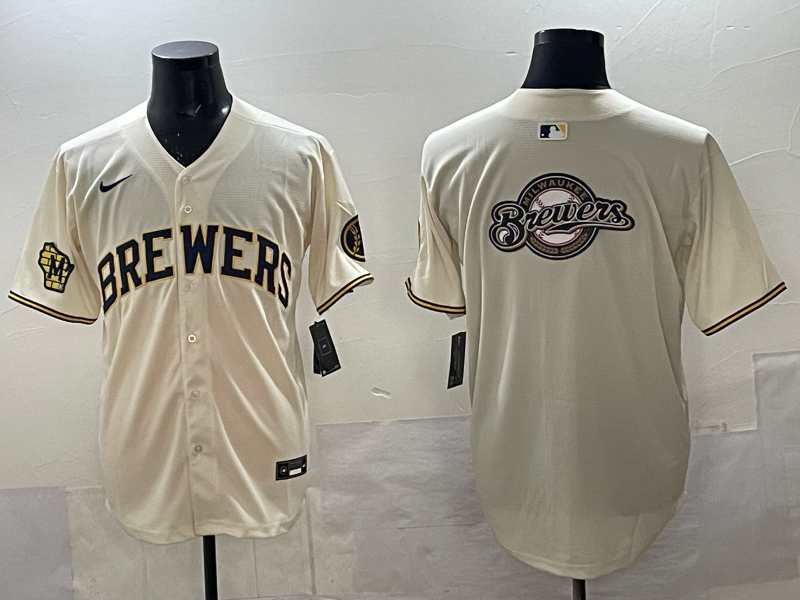 Men Milwaukee Brewers blank cream Nike MLB 2025 Jersey 032